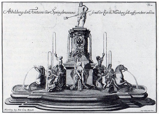 Оригинальная композиция фонтана Нептун, Георг Швайгер, до 1730