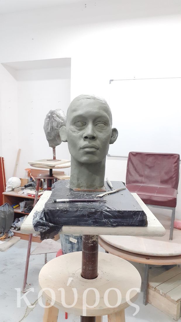 Лепка женского портрета из глины, голова, бюст, портрет, скульптура - Студия Курос