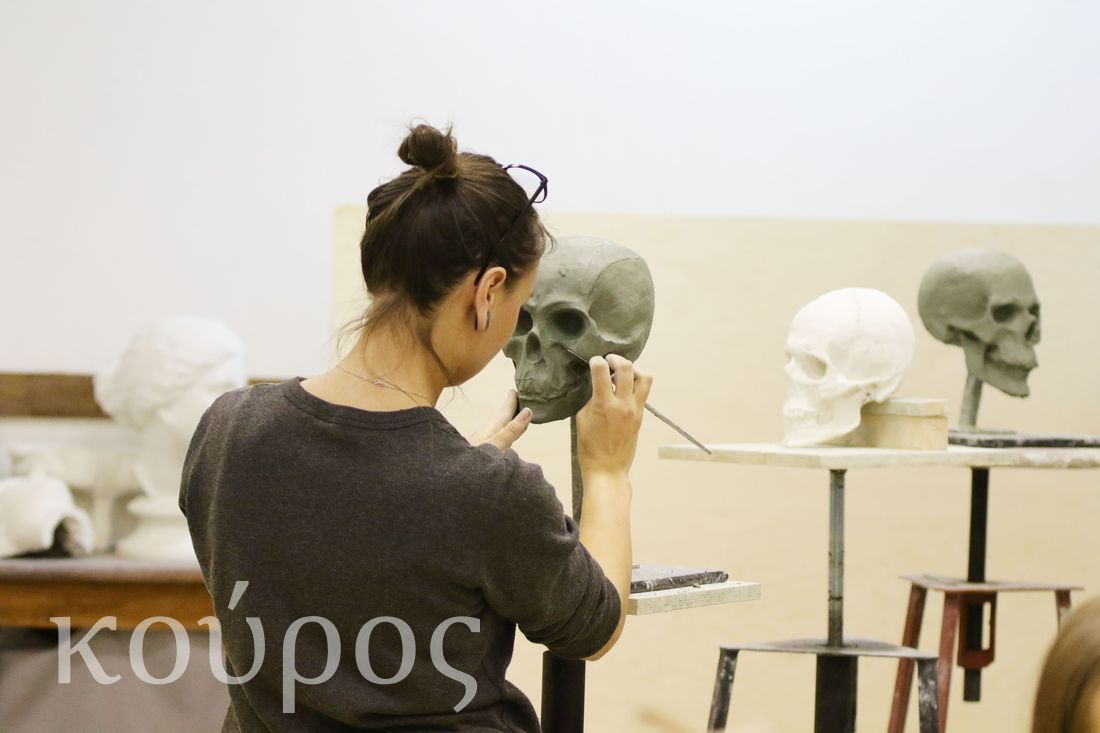 Лепка черепа из глины и пластилина, урок, презентация, занятие, студия Курос