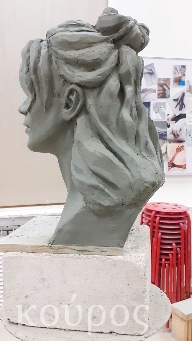 Скульптура из глины, бюст, голова, портрет, курсы лепки для взрослых - Студия Курос